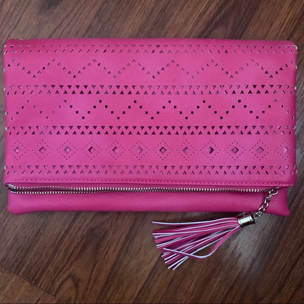 Pink clutch.